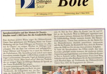 Spendeninitiative auf der Motors & Classics